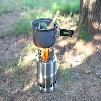

Folding Wood Gasifier Stainless Steel Solidified Alcohol Stove Backpacking Survival Firewood Burning Cooking Bbq Accessories