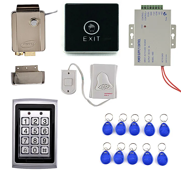 

Touch Screen Door Switch Button+125KHZ RFID Metal Case Keypad Door Access Control Security System Kit +Door Bell
