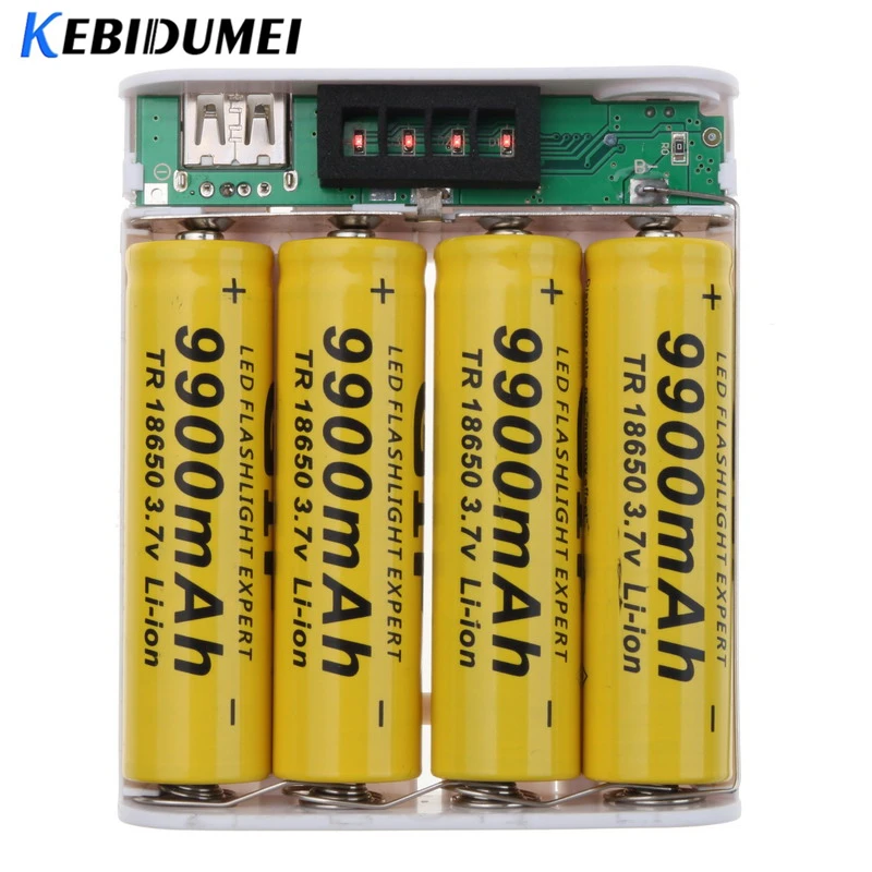 Kebidu 4*18650 DIY Зарядное устройство USB светодиодный экран портативный внешний