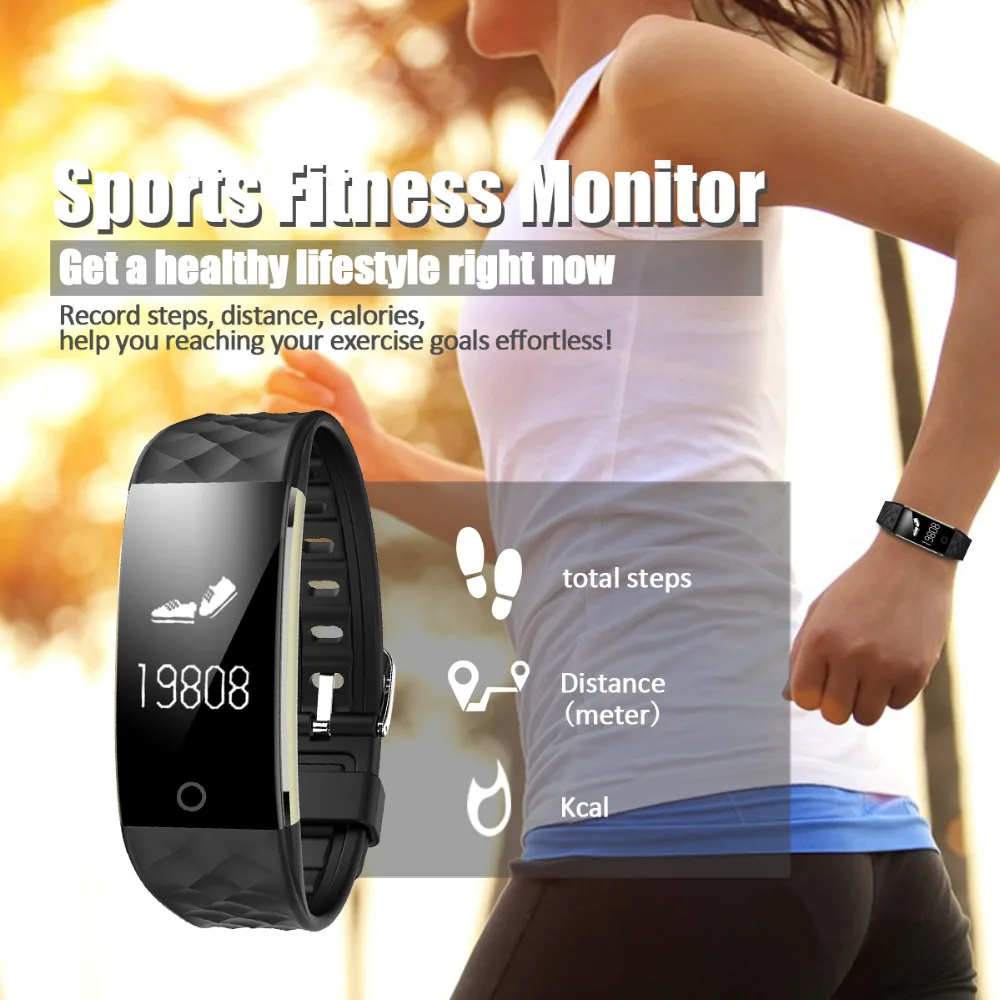 Diggro S2 Smart Bracelet Band Bluetooth 4.0 Fitness Tracker Heart Rate Monitor Smart Bracelet Wristband For IOS Android
