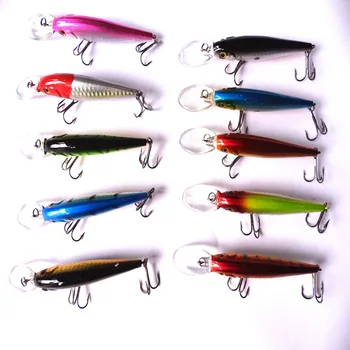 

10 Color/set 10set/lot Artificial Fishing Lure 7cm 8g CrankBait Sweater Fishing Bait Minnow Fishing Tackle Bream Bait With Ball