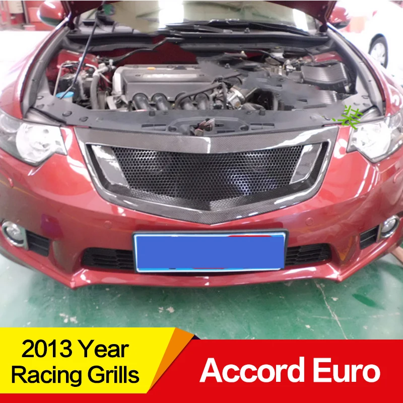 Использовать для Honda Accord евро MK8 гоночные грили 2013 год углеродного волокна Refitt Передняя Центральная гоночная решетка крышка аксессуары