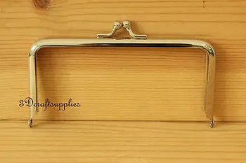 

metal purse frame glue on clasp clip nickel 5 inch X 2 1/2 inch AB103