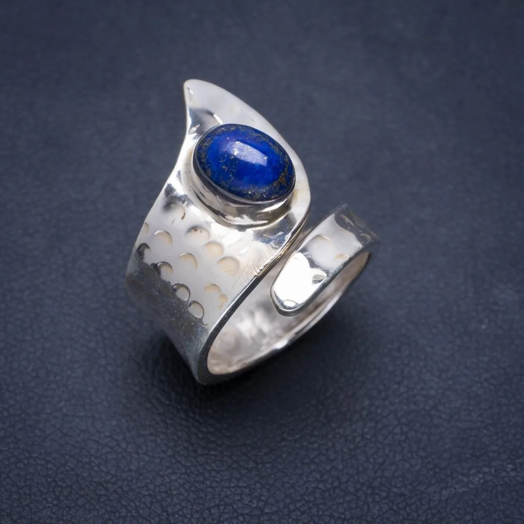 

Natural Lapis Lazuli Handmade Unique 925 Sterling Silver Ring 6 A1068