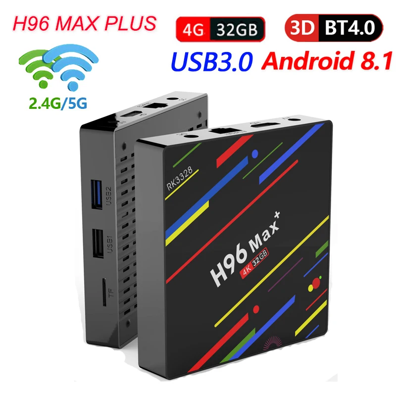 H96 MAX Plus Android 8.1 TV Box H.265 Dual 2.4G/5G Wifi RK3328 Quad core blutooth 4.0 4K 4GB 32GB Media Player PK H96 Pro box