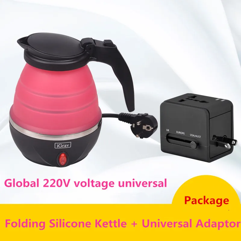 Mini Foldable Silicone Electric Kettle 220v Kettle + Universal