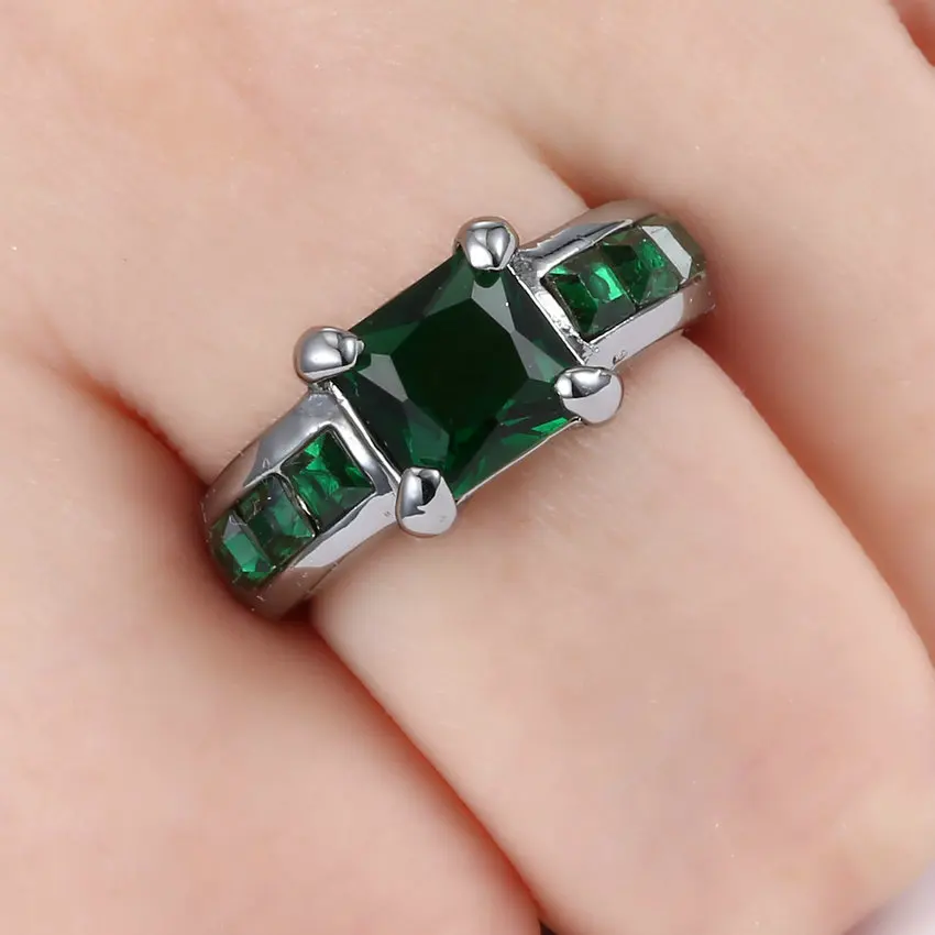 

Female Green & Pink Zircon Ring Fashion White & Black & Gold Colour Jewelry Wedding Size 7 Rings For Women Birthday Stone Gift