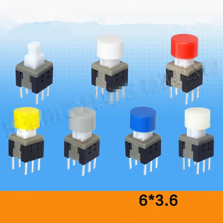 6 Pin DIP панель pcb кнопочный выключатель тактильный переключатель самоблокировка/разблокировка 5,8x5,8 мм с колпачками
