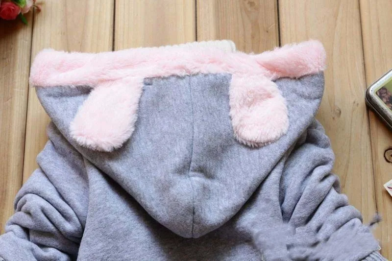 Новинка пальто для девочек мультяшный кролик осенняя плюшевая верхняя одежда для девочек с капюшоном и длинными рукавами повседневная детская одежда хлопковая детская одежда