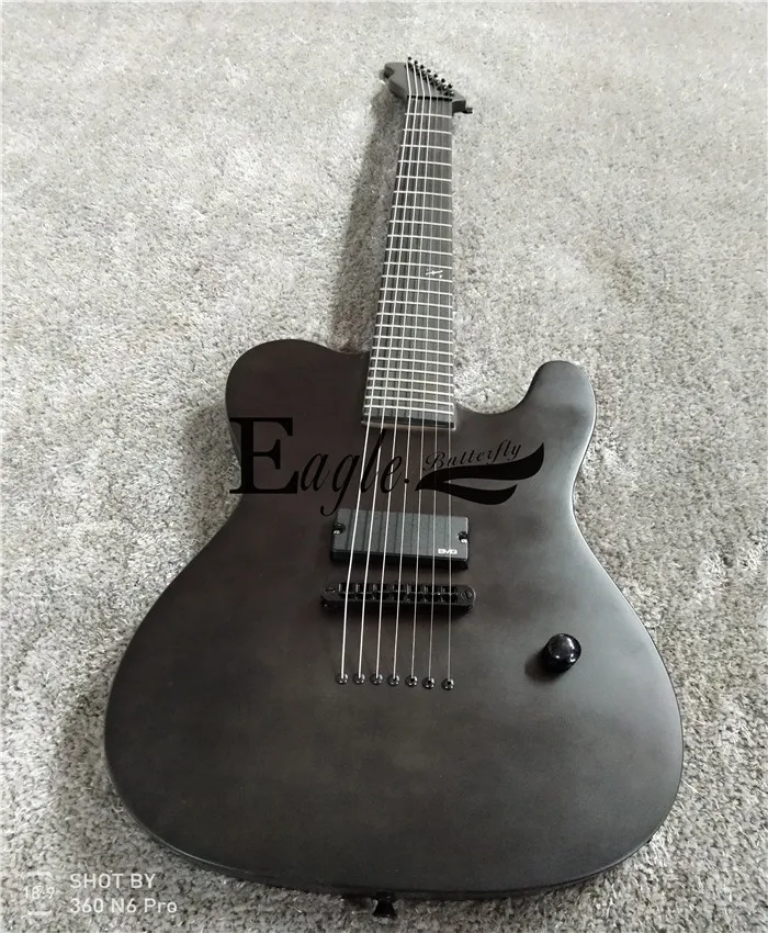 Águia. Borboleta Baixo Elétrico Guitarra Elétrica Loja Personalizada 22 Preto Fosco Personalizado Metal Rock Tele 7 Cordas Elétrica.