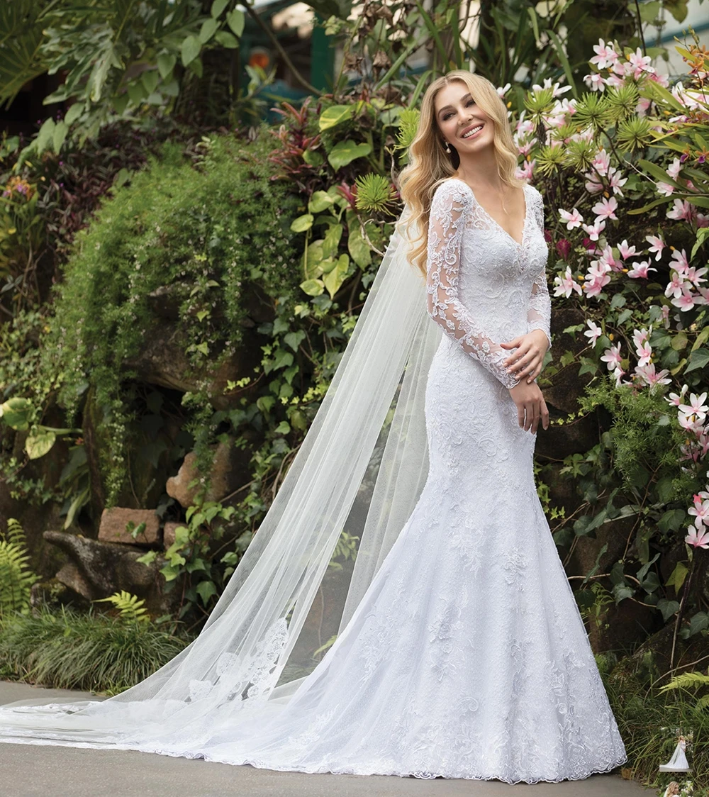 Vestidos de novia свадебное платье русалки с длинными рукавами Свадебные платья для