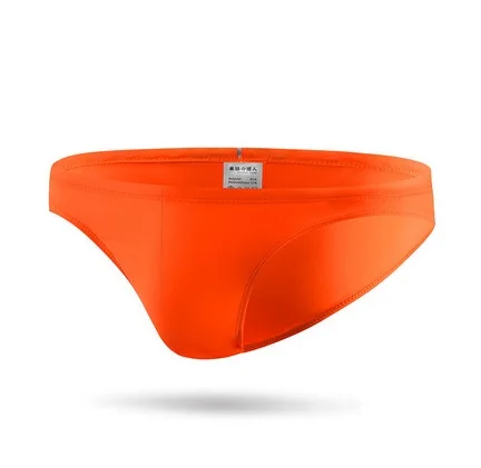 Мужские сексуальные одноцветные купальные костюмы с низкой талией, новые эластичные облегающие купальные костюмы для бассейна, мужские купальный костюм Sunga boy, пляжные шорты для серфинга, размер samll - Цвет: Оранжевый