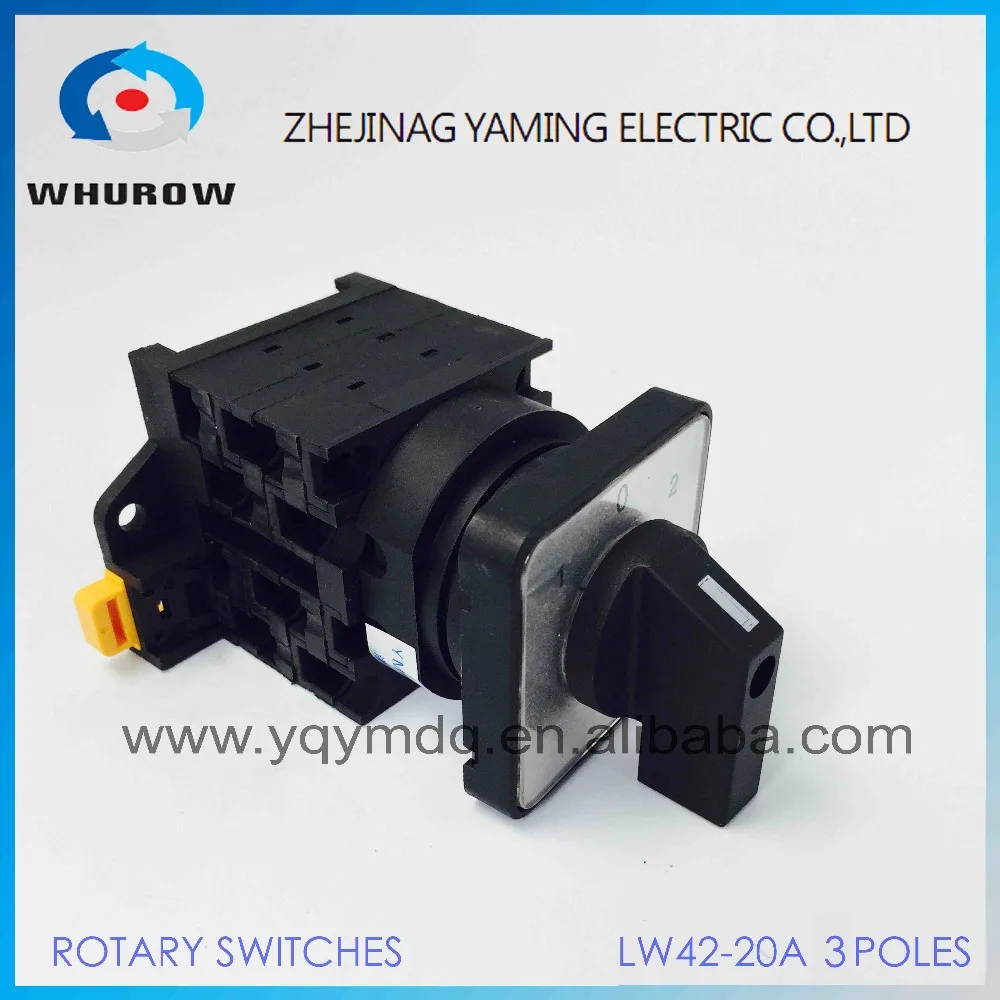 

Cam switch 3 pole manual switch industrial DIN rail YMW42-20/3 black 3 poles 20A 12 terminal rotary universal switch