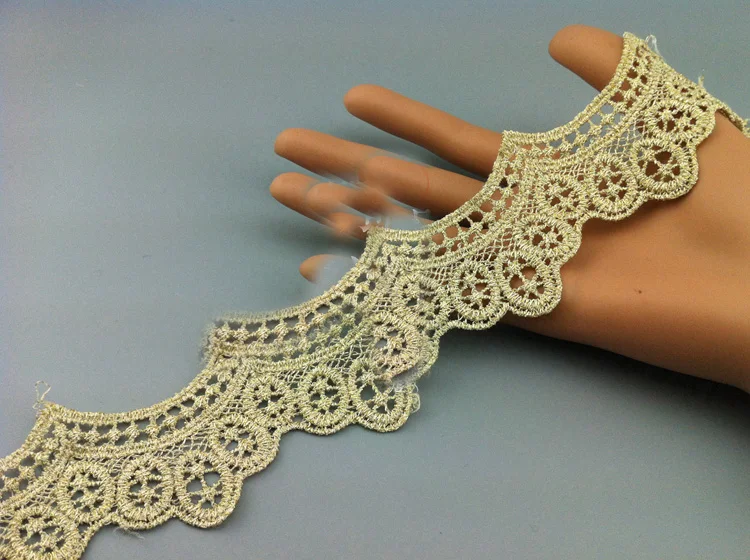 5 yard 5cm 1.96" wide gold bridal wedding tapes lace trim ribbon