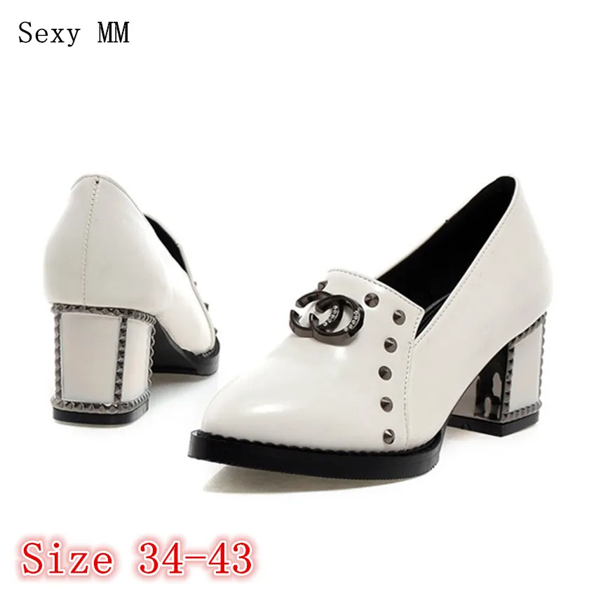 Square High Heels Pumps Women Oxfords Career Shoes Woman High Heel Shoes Kitten Heels Size 34 40 41 42 43|heel size|kitten heelsshoes woman high heel - AliExpress