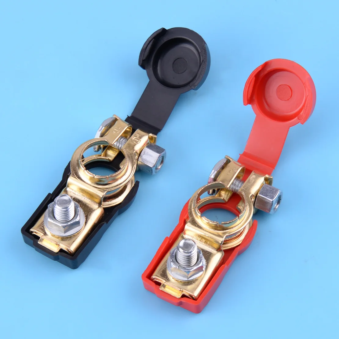 beler 1 Pair Auto Battery Terminal Clamps Connector 12V Quick Release