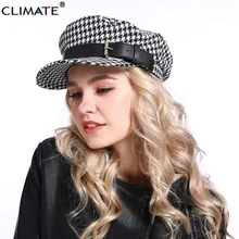 CLIMATE Fashion Women Houndstooth Cap Modern Navy Sailor Cap Hats Punk Cool Marine Hat Caps Military Army Caps for Woman Lady military hats white captain sailor hat navy marine caps with anchor army hats for women men child fancy cosplay hat accessories
