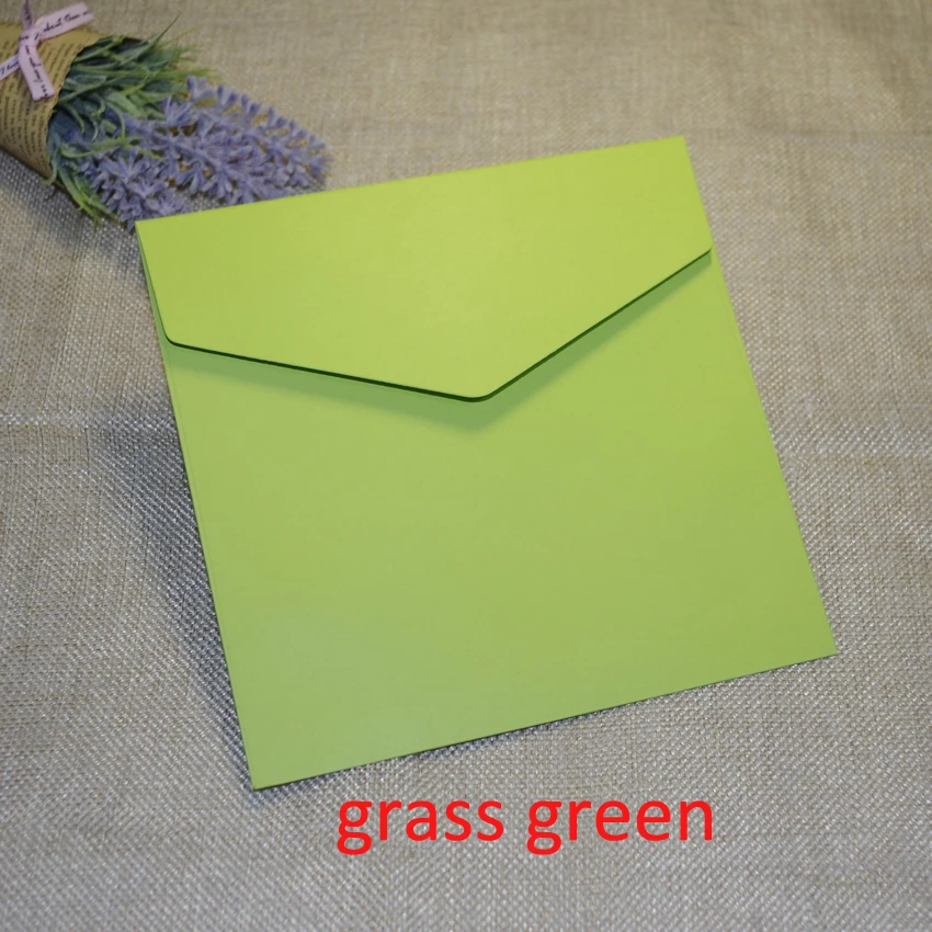 50 шт/партия 15,8/12,7/10 см квадратный крафт многоцветный обычная бумага для приглашений декоративный Свадебный конверт - Цвет: grass green color