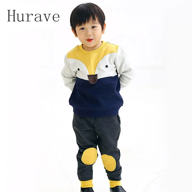 

Hurave New Arrive 2017 Spring Autumn Infant Clothes Thicken Clothing sets Fox 2pcs Unisex Children Clothes Set