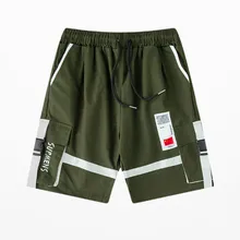 Корейские модные разгрузочные Жилеты мужские шорты скейтборд Ретро панк хип хоп шорты мужские уличные зеленый цвет мужские карго шорты