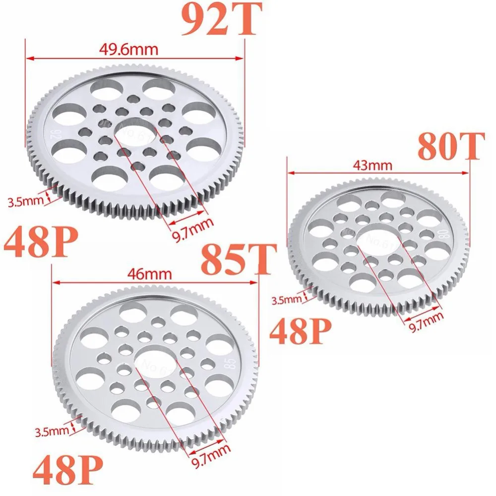 Металлическая Цилиндрическая Шестерня 48P 92T 85T 80T Шестерня 19T 20T 21T 22T 23T 24T 25T 26T моторная Шестерня s для Sakura R31 G31 SCX10 AX10 Traxxas HPI
