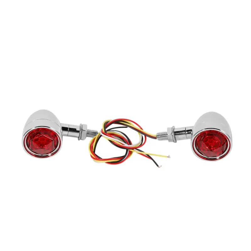 

Motorcycle Bullet Indicators Turn Signal Red lights For Harley Choppers Cruisers Custom
