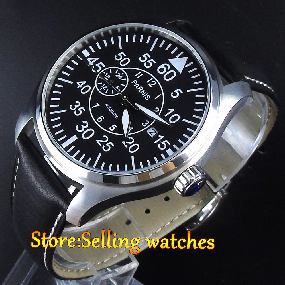 

44mm Parnis Sapphire Crystal Japanese 21 jewelry Automatic Self-Wind Movement Men's Watch