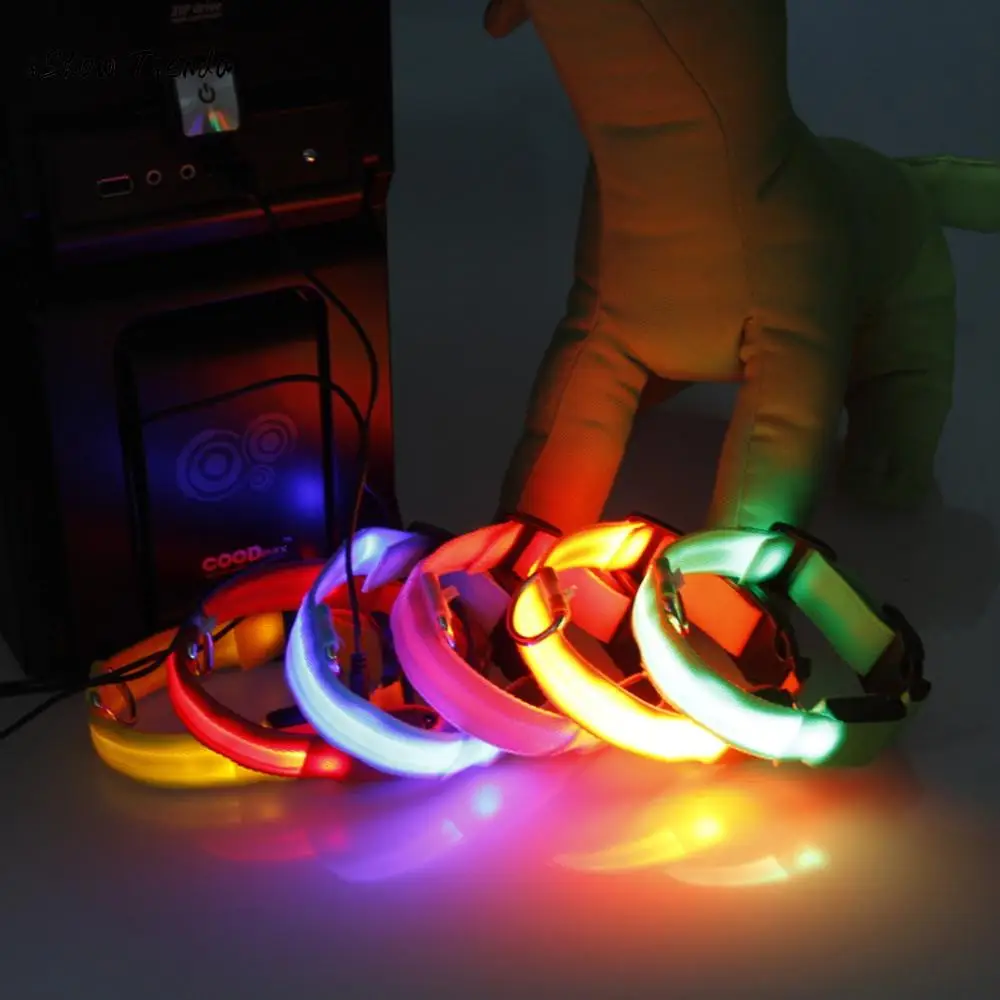 

Adjustable Safety Pets Dog LED Flashing Night Light Nylon Collar USB Charging Glowing Luminous Safety Pets Dog Collar