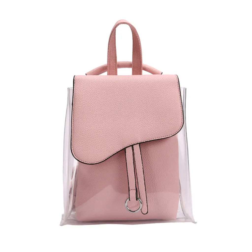 

Clear Transparent Women Backpack Cute Women Messenger Fashion Mini Pink Black Schoolbags For Teenage Girls Fashion Bookbag 2019