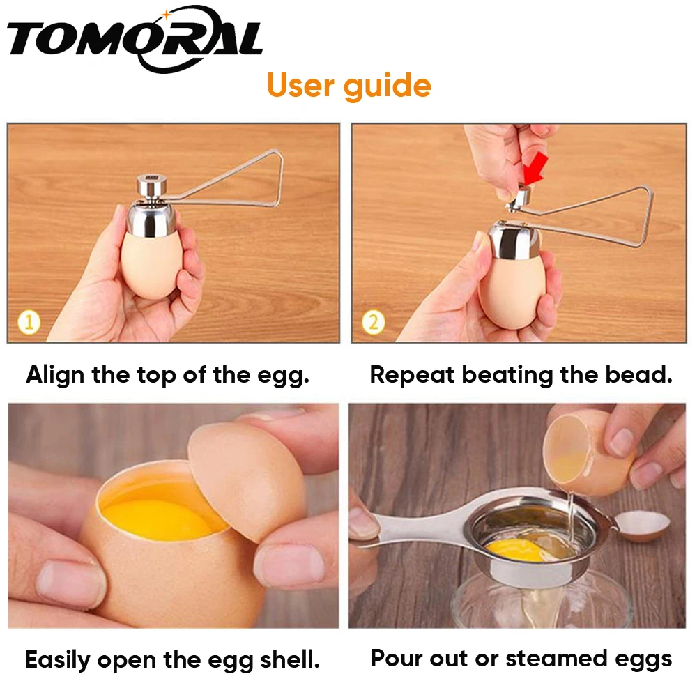 TOMORAL для удаления верхушки яйца нож для яичной скорлупы молот-яйцо Touch Нержавеющая сталь яйцо ножницы для вскрытия скорлупы Remover