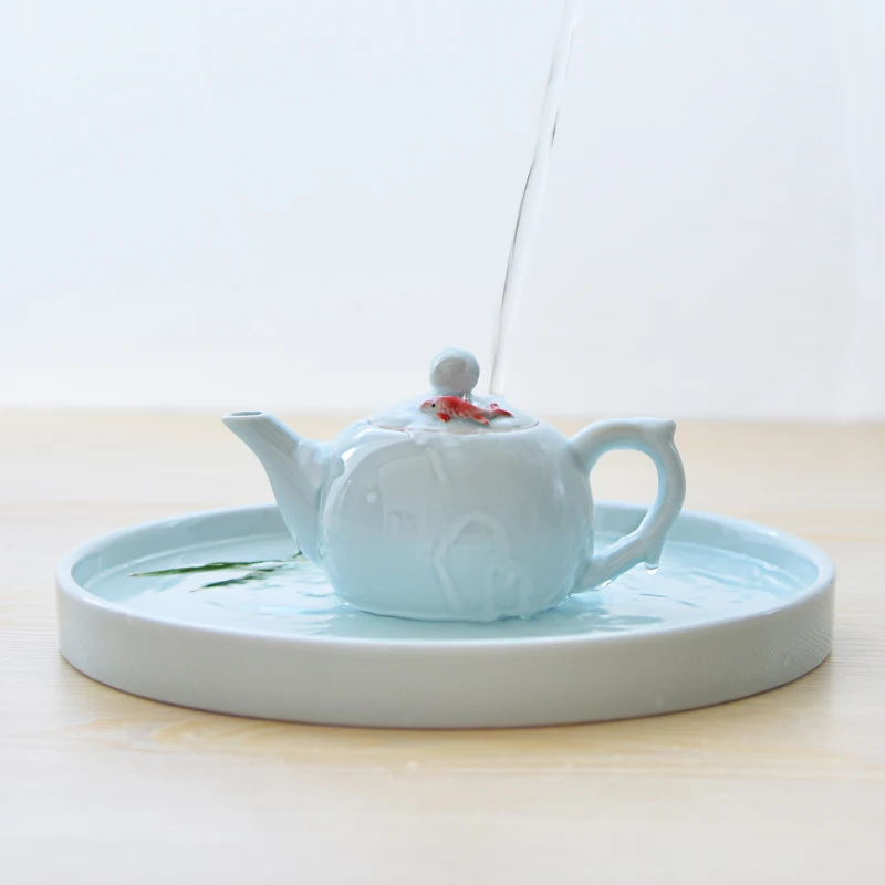 Горшок для рыбы из целадона, керамический чайник кунг-фу, чай Чонг, креативный фильтр, цветочный горшок, чайник, 200 мл