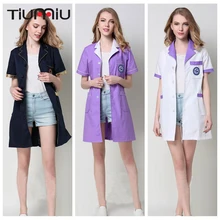 Новое поступление, летняя одежда для врача с v-образным вырезом, унисекс, больничная клиника, медицинская форма, для салона красоты, лабораторное пальто, с коротким рукавом, униформа медсестры