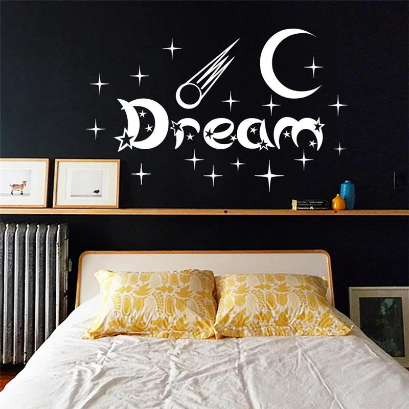 

New Design Bedroom Wall Stickers Moon And Stars Home Decor Vinyl Removable White Dream Wall Decal
