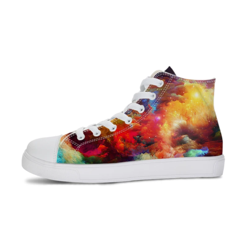 

High Top Canvas Shoes Women Fashion Galaxy Starry 3D Printing Casual Shoes All Flat Shoes Sky Stars Canvas Shoes Zapatos Mujer