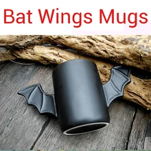 Cool Black Fledermausflügel Tassen Batman Tasse Keramik Becher Fly Bat Doppelflügel Hero Kreative Geburtstag Festival Geschenke für Freunde Relative