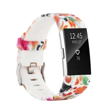 

For Fitbit Charge 2 Bands Replacement Colorful Flower Pattern Soft Silicone Wristband Bracelet For Fit Bit Band Charge 2