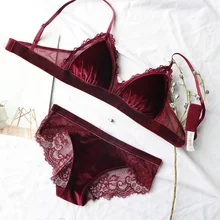 Женский бархатный кружевной бюстгальтер, без косточек, нижнее белье, треугольная чашка, регулируемый ремешок, комплект нижнего белья с бюстгальтером, дышащий мягкий бюстгальтер с широкими полями