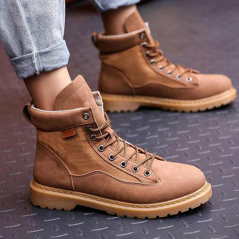 

New fashion casual men's high-top leather Martin boots non-slip wear-resistant tooling boots men's boots youth outdoor boots