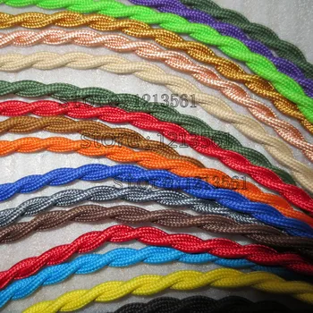 

Free Shipping 50 meters/lot 2x 0.75mm2 Colored Twisted Wire Twisted Cable Textile Braided Electrical Wire