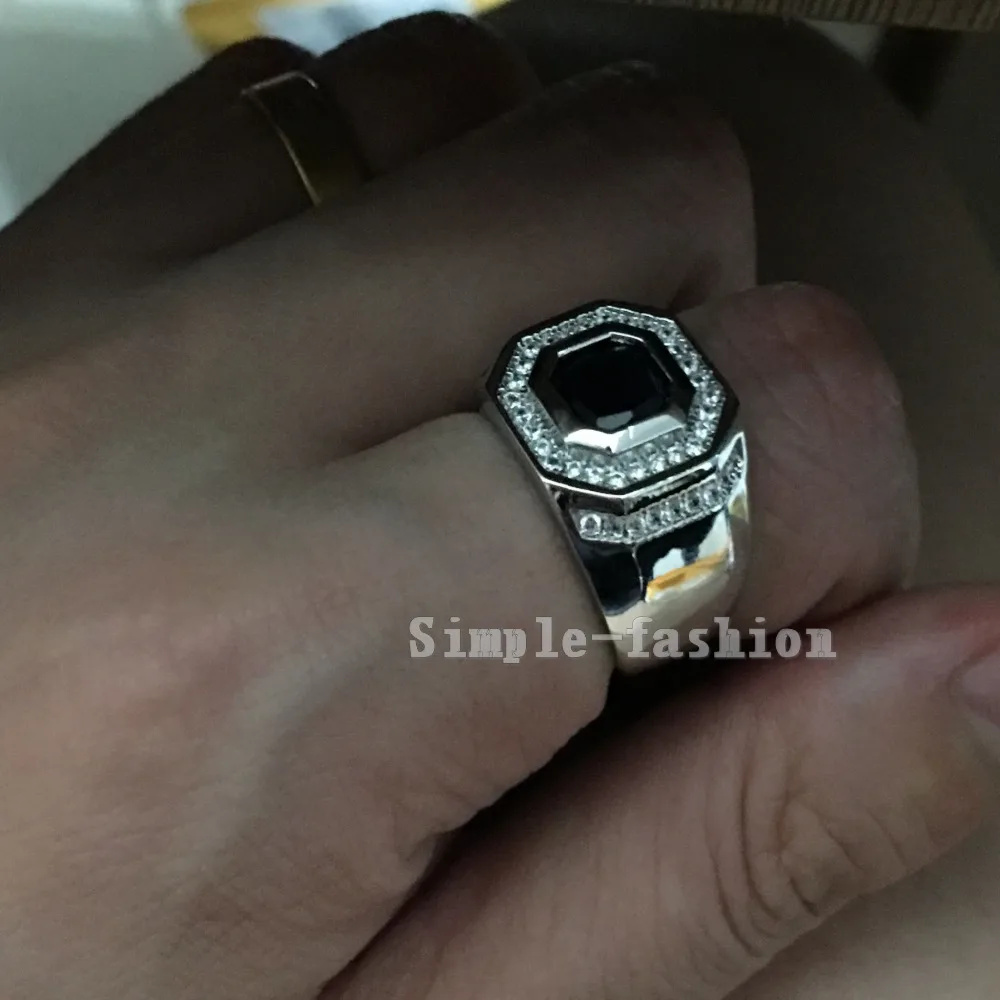 Массивное мужское кольцо 925 пробы серебро 7 мм голубой AAAAA Циркон cz Обручальное кольцо кольца для мужчин вечерние ювелирные изделия