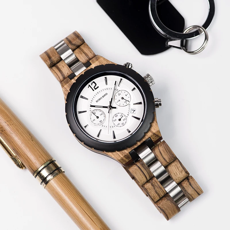 Relogio Masculino BOBO BIRD Watch Men Wood Luxury Stylish Timepieces Chronograph Military Quartz Watches Men's Great Gift