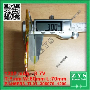 

306070 3.7V 1200mah Lithium polymer Battery with Protection Board For PDA Tablet PCs Digital Products 3x60x70mm 1200 mah 036070