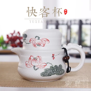 

Office Ceramic Single Tea Set Tea Cup Happy Cup Snowflake Quick Cup Hand-painted a pot A cup of Celadon Handcuffs