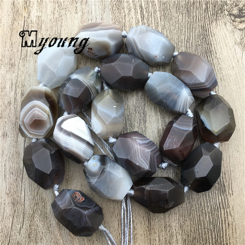 Günstig Grobe Faceted Brown Streifen Achate Quarz Nugget Perlen, Natürliche Stein Raum Pendnats Perlen für Schmuck Machen MY2023