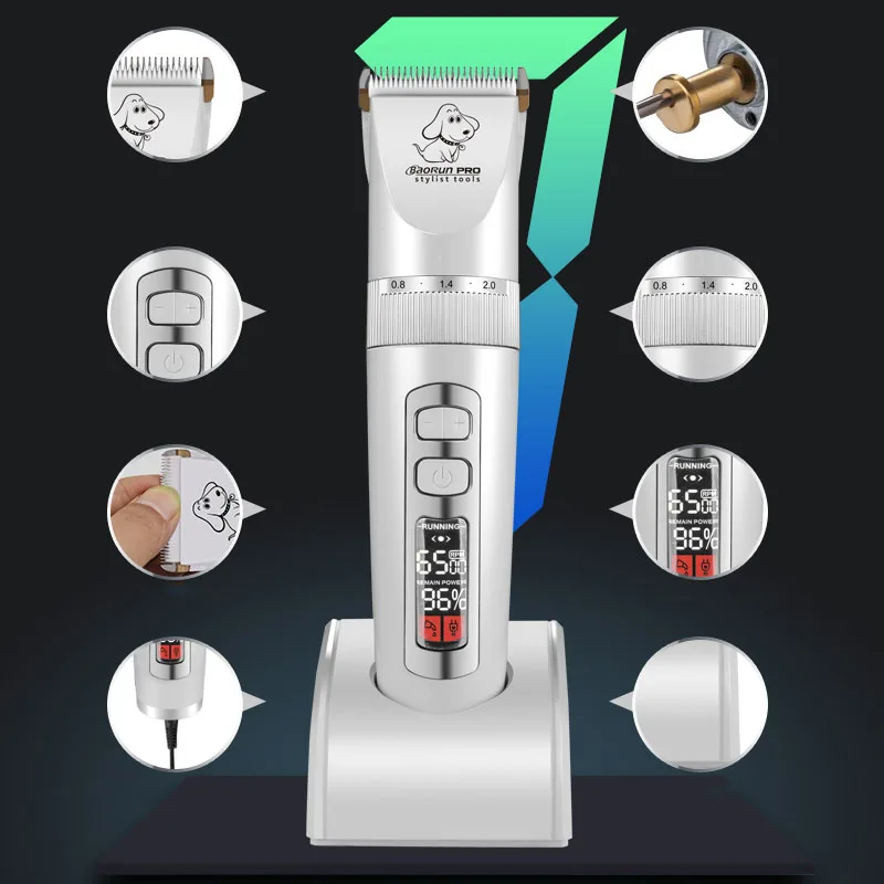  Professional BaoRun P9 Dog Hair trimmer Pet Clipper Dog Grooming LCD Display Cat Dog Hair Shaver Pe