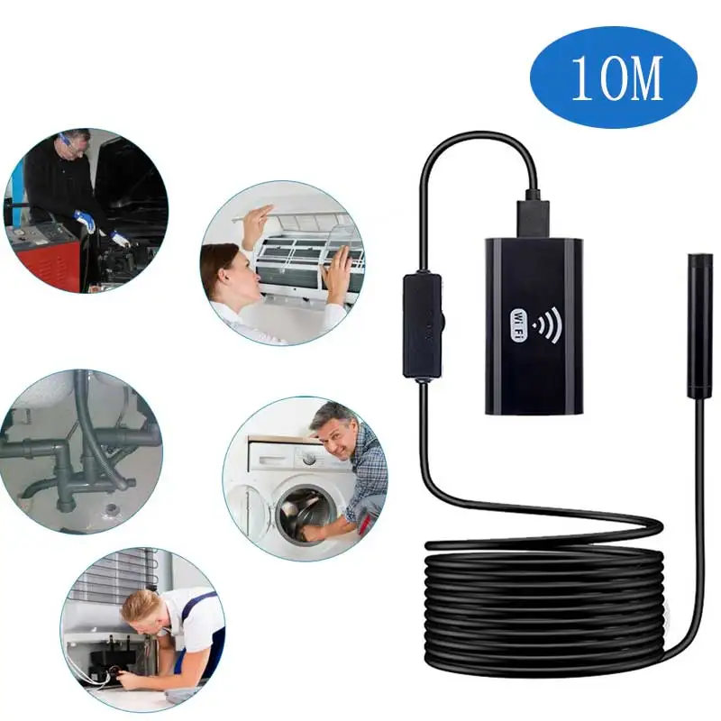 

Wifi Endoscope Camera 8mm Lens HD720P with 10m Soft&Hard Wire Waterproof inspection Borescope Camera for Android IOS iPhone