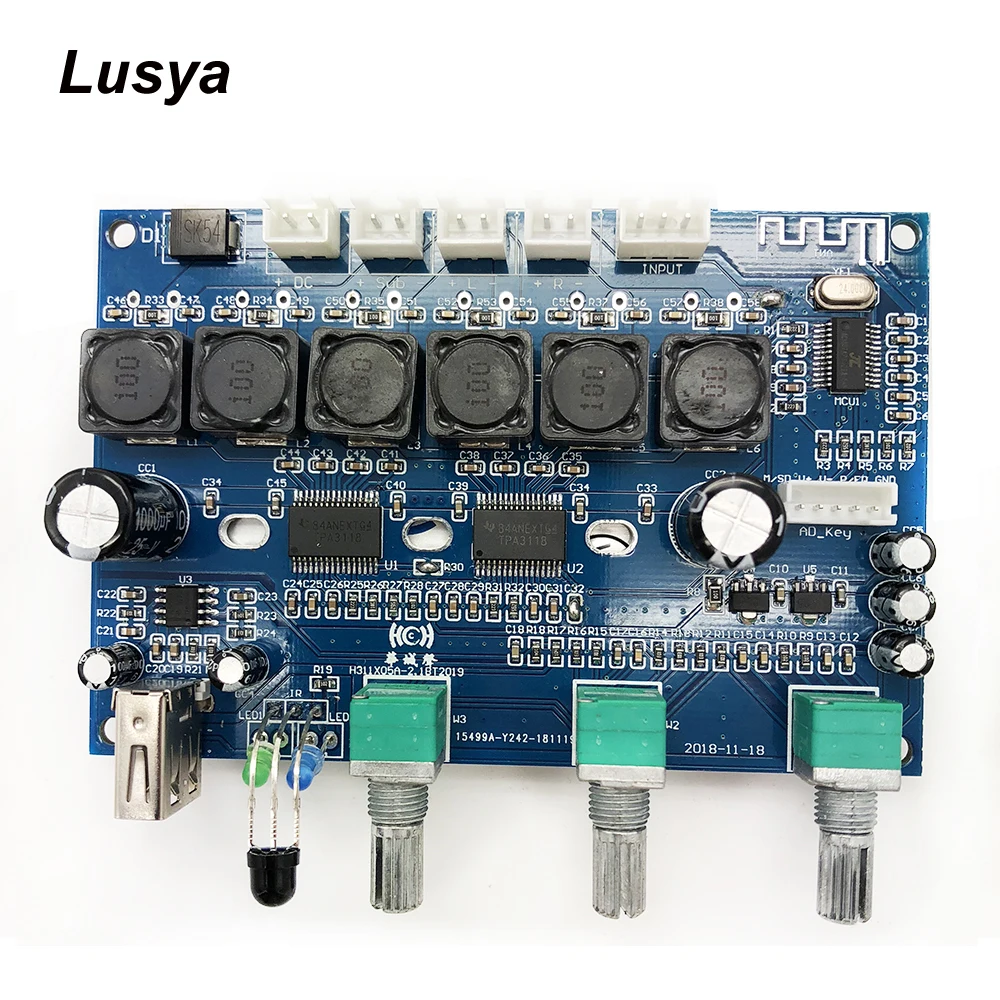 

Bluetooth 4.2 TPA3118 Subwoofer HIFI 2.1 Channel Audio Amplifier Board 2X30W+60W with Remote Control B6-001