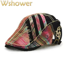 JAMONT/осенне-Весенняя Солнцезащитная шляпа, французский клетчатый женский берет, регулируемая хлопковая кепка на плоской подошве, женская кепка с острым носком, Newsboy Gorras Bones
