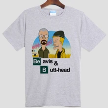 Бивис и Баттхед breaking bad DIY мужская с коротким рукавом Футболки хлопок Круглым воротом белый серый 009