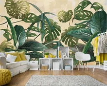 beibehang Retro fashion silk cloth wallpaper tropical rain forest palm banana leaf living room TV background wall 3d wallpaper цена beibehang Retro fashion silk cloth wallpaper tropical rain forest palm banana leaf living room TV background wall 3d wallpaper цены онлайн
